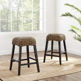 Crosley Furniture Bar Crosely Furniture - Edgewater 2Pc Backless Counter Stool Set Seagrass/Darkbrown - 2 Stools - CF502527-SG - Seagrass