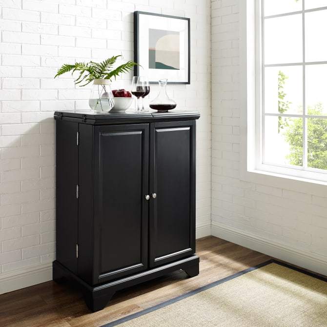 Crosley Furniture Bar Crosely Furniture - Lafayette Expandable Bar Cabinet Black/Mahogany - KF40001BBK/MA