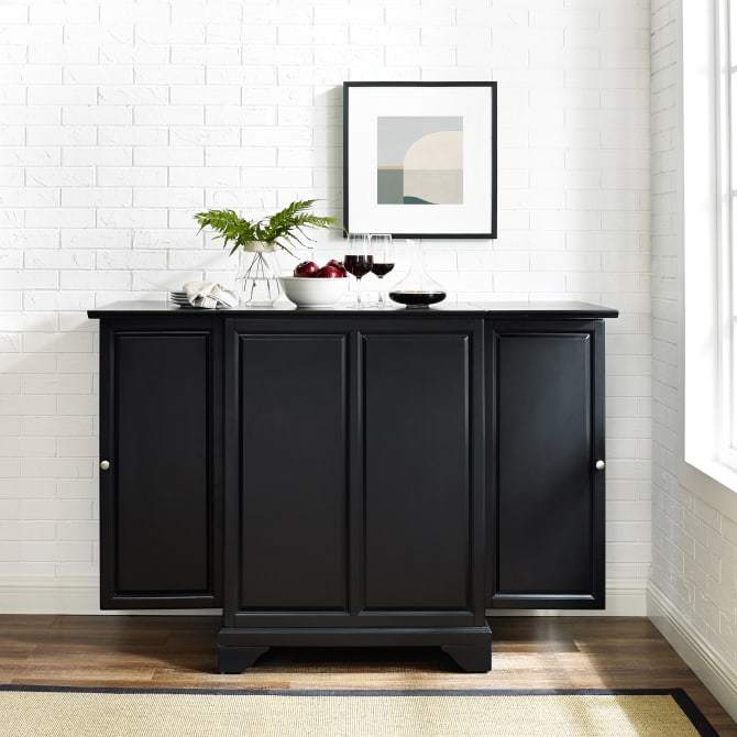 Crosley Furniture Bar Crosely Furniture - Lafayette Expandable Bar Cabinet Black/Mahogany - KF40001BBK/MA