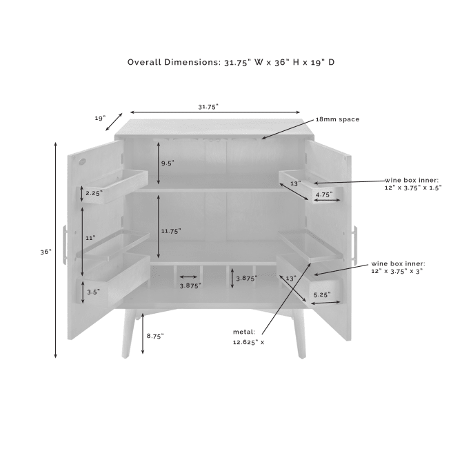 Crosley Furniture Bar Crosely Furniture - Landon Bar Cabinet Acorn/White - CF4403-XX