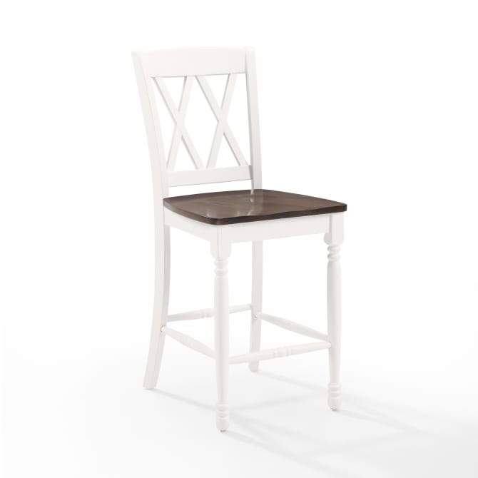 Crosley Furniture Bar Crosely Furniture - Shelby 2Pc Counter Stool Set Distressed White - 2 Stools - CF501024-WH - Distressed White