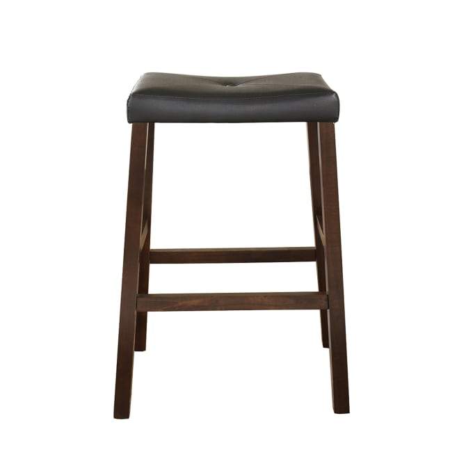 Crosley Furniture Bar Crosely Furniture - Upholstered Saddle Seat 2Pc Bar Stool Set Mahogany/Black - 2 Stools - CF500229-MA - Mahogany