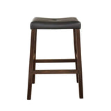 Crosley Furniture Bar Crosely Furniture - Upholstered Saddle Seat 2Pc Bar Stool Set Mahogany/Black - 2 Stools - CF500229-MA - Mahogany