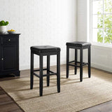 Crosley Furniture Bar Crosely Furniture - Upholstered Square Seat 2Pc Bar Stool Set Include Color/Black - 2 Stools - CF500529-XX