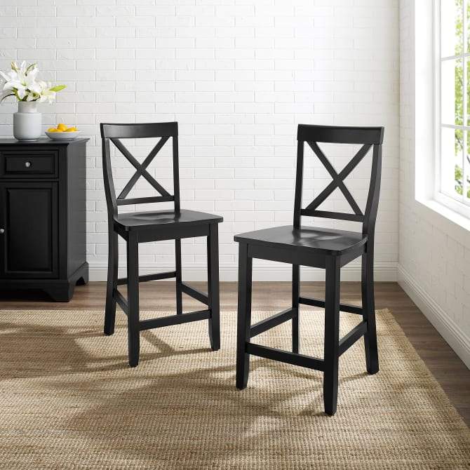Crosley Furniture Bar Crosely Furniture - X-Back 2Pc Counter Stool Set Include Color - 2 Stools - CF500424-XX