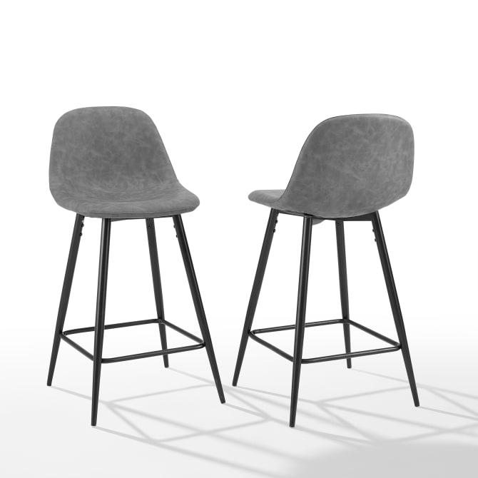 Crosley Furniture Bar Distressed Gray Crosely Furniture - Weston 2Pc Counter Stool Set Include Color/Matte Black - 2 Stools - CF501625-XX