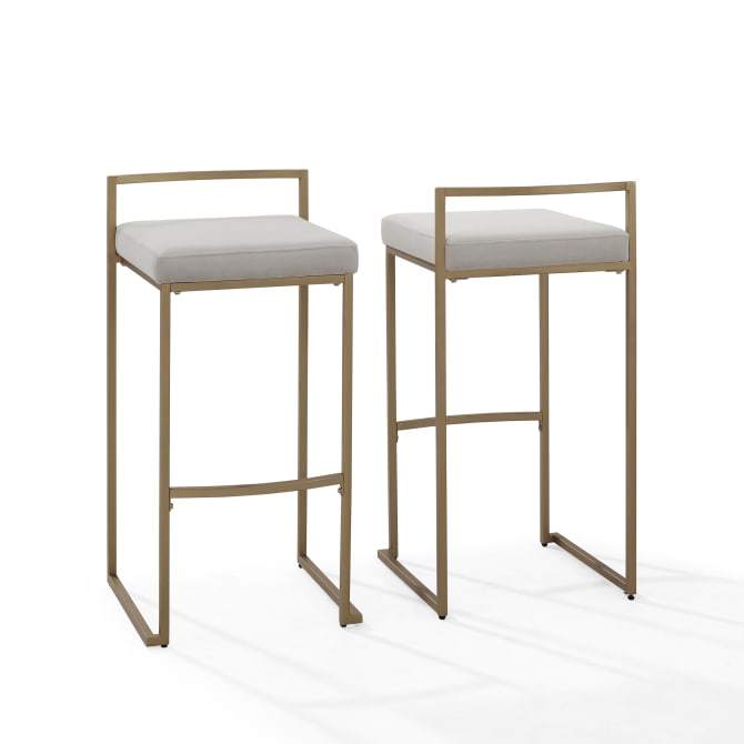 Crosley Furniture Bar Gray Crosely Furniture - Harlowe 2Pc Bar Stool Set Include Color/ Gold - 2 Stools - CF501930-XX