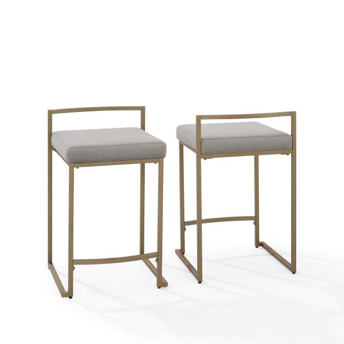 Crosley Furniture Bar Gray Crosely Furniture - Harlowe 2Pc Counter Stool Set Include Color/ Gold - 2 Stools - CF501924-XX