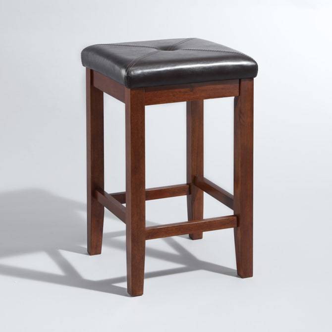 Crosley Furniture Bar Mahogany Crosely Furniture - Upholstered Square Seat 2Pc Counter Stool Set Include Color/Black - 2 Stools - CF500524-XX