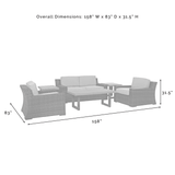 Crosley Furniture Conversation Set Crosely Furniture - Beaufort 6Pc Outdoor Wicker Conversation Set Mist/Brown - Loveseat, Coffee Table, 2 Chairs, & 2 Side Tables - KO70131BR-MI - Mist