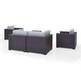 Crosley Furniture Conversation Set Crosely Furniture - Biscayne 5Pc Outdoor Wicker Conversation Set Mist/Mocha/White - Coffee Table, 2 Armchairs, & 2 Corner Chairs - KO70110BR-XX