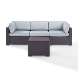 Crosley Furniture Conversation Set Mist Crosely Furniture - Biscayne 3Pc Outdoor Wicker Sofa Set Mist/Mocha/White - Loveseat, Corner Chair, & Coffee Table - KO70111BR-XX