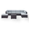 Crosley Furniture Conversation Set Mist Crosely Furniture - Biscayne 6Pc Outdoor Wicker Sectional Set Mist/Mocha/White - Armless Chair, Coffee Table, 2 Loveseats, & 2 Ottomans - KO70114BR-XX