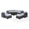 Crosley Furniture Conversation Set Mist Crosely Furniture - Biscayne 8Pc Outdoor Wicker Sectional Set W/Fire Table Mist/Mocha/White - 3 Loveseats, 2 Armless Chairs, 2 Ottomans, & Tucson Fire Table - KO70117BR-XX