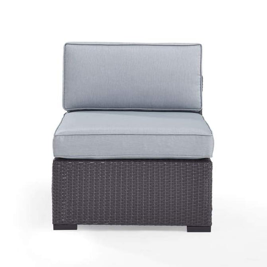 Crosley Furniture Conversation Set Mist Crosely Furniture - Biscayne Outdoor Wicker Armless Chair Mist/Mocha/White - KO70125BR-XX