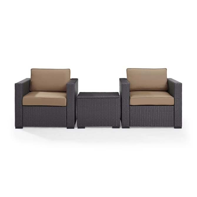Crosley Furniture Conversation Set Mocha Crosely Furniture - Biscayne 3Pc Outdoor Wicker Chair Set Mist/Mocha/White - Coffee Table & 2 Chairs - KO70104BR-XX