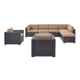 Crosley Furniture Conversation Set Mocha Crosely Furniture - Biscayne 7Pc Outdoor Wicker Sectional Set Mist/Mocha/White - Armless Chair, Coffee Table, Ottoman, 2 Loveseats, & 2 Arm Chairs - KO70108BR-XX