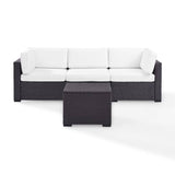 Crosley Furniture Conversation Set White Crosely Furniture - Biscayne 3Pc Outdoor Wicker Sofa Set Mist/Mocha/White - Loveseat, Corner Chair, & Coffee Table - KO70111BR-XX