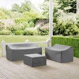 Crosley Furniture Crosely Outdoor Furniture Covers Crosely Furniture - 3Pc Sectional Cover Set Gray/Tan - Loveseat, Sofa, & Square Table/Ottoman - MO75010-XX