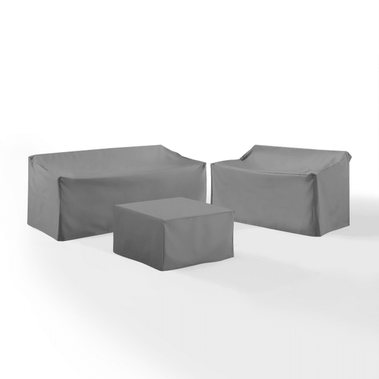 Crosley Furniture Crosely Outdoor Furniture Covers Crosely Furniture - 3Pc Sectional Cover Set Gray/Tan - Loveseat, Sofa, & Square Table/Ottoman - MO75010-XX