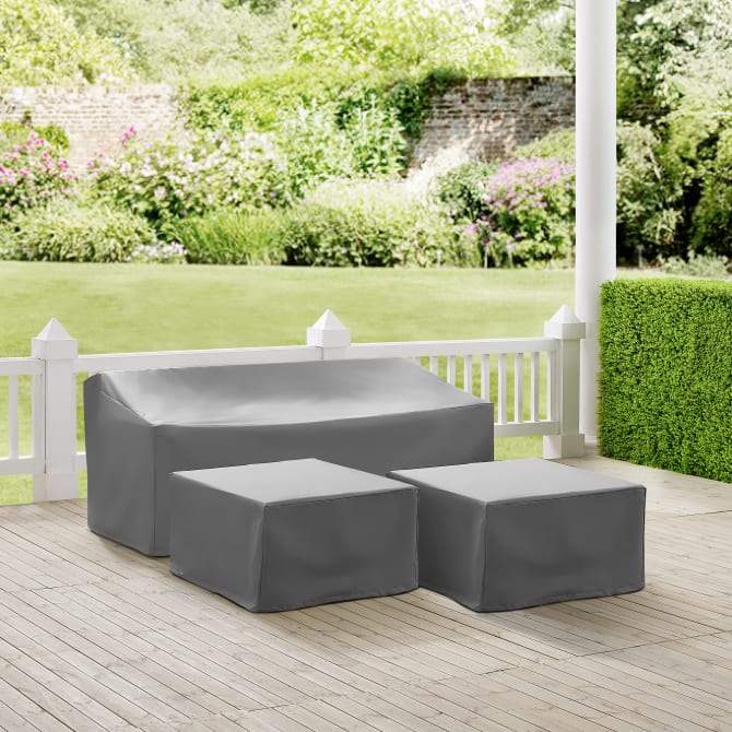 Crosley Furniture Crosely Outdoor Furniture Covers Crosely Furniture - 3Pc Sectional Cover Set Gray/Tan - Sofa & 2 Square Table/Ottoman - MO75013-XX