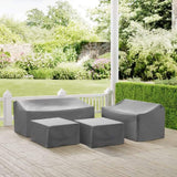 Crosley Furniture Crosely Outdoor Furniture Covers Crosely Furniture - 4Pc Sectional Cover Set Gray/Tan - Loveseat, Sofa, & 2 Square Table/Ottoman - MO75012-XX