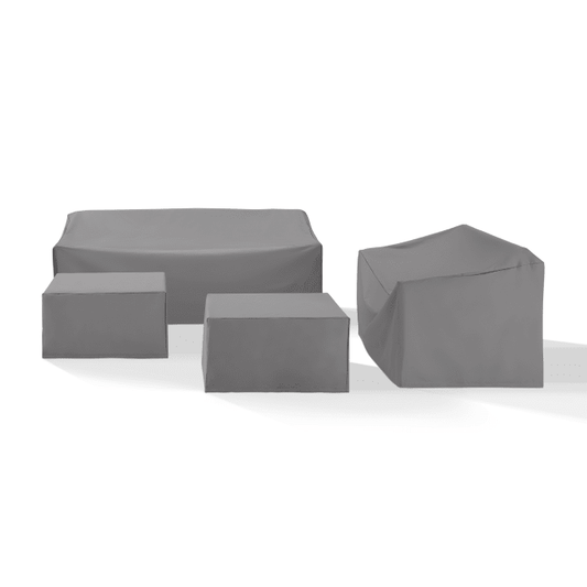 Crosley Furniture Crosely Outdoor Furniture Covers Crosely Furniture - 4Pc Sectional Cover Set Gray/Tan - Loveseat, Sofa, & 2 Square Table/Ottoman - MO75012-XX