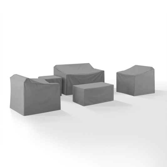 Crosley Furniture Crosely Outdoor Furniture Covers Crosely Furniture - 5Pc Furniture Cover Set Gray/Tan - Loveseat, Two Armchairs, End Table, & Rectangle Table - MO75007-XX