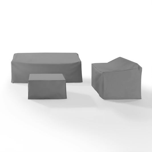 Crosley Furniture Crosely Outdoor Furniture Covers Gray Crosely Furniture - 3Pc Sectional Cover Set Gray/Tan - Loveseat, Sofa, & Square Table/Ottoman - MO75010-XX