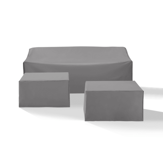 Crosley Furniture Crosely Outdoor Furniture Covers Gray Crosely Furniture - 3Pc Sectional Cover Set Gray/Tan - Sofa & 2 Square Table/Ottoman - MO75013-XX