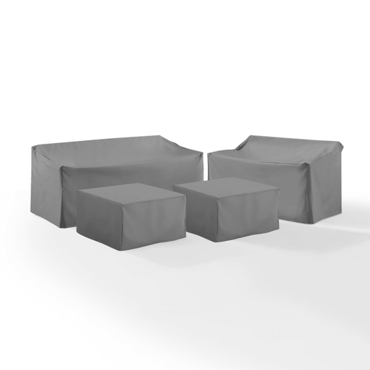 Crosley Furniture Crosely Outdoor Furniture Covers Gray Crosely Furniture - 4Pc Sectional Cover Set Gray/Tan - Loveseat, Sofa, & 2 Square Table/Ottoman - MO75012-XX