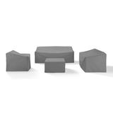 Crosley Furniture Crosely Outdoor Furniture Covers Gray Crosely Furniture - 4Pc Sectional Cover Set Gray/Tan - Loveseat, Sofa, Square Table/Ottoman,  & Arm Chair - MO75011-XX