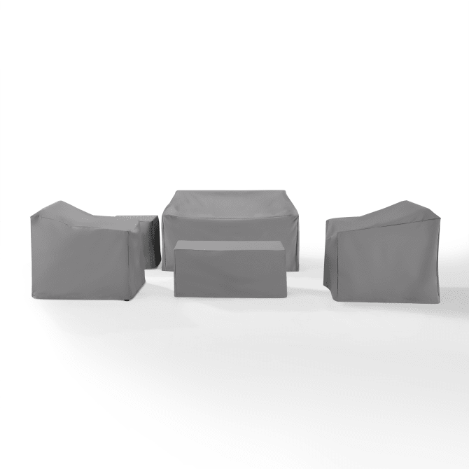 Crosley Furniture Crosely Outdoor Furniture Covers Gray Crosely Furniture - 5Pc Furniture Cover Set Gray/Tan - Loveseat, Two Armchairs, End Table, & Rectangle Table - MO75007-XX