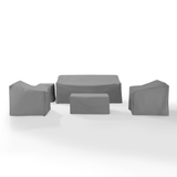 Crosley Furniture Crosely Outdoor Furniture Covers Gray Crosely Furniture - 5Pc Furniture Cover Set Gray/Tan - Sofa, Two Armchairs, End Table, & Rectangle Table - MO75006-XX
