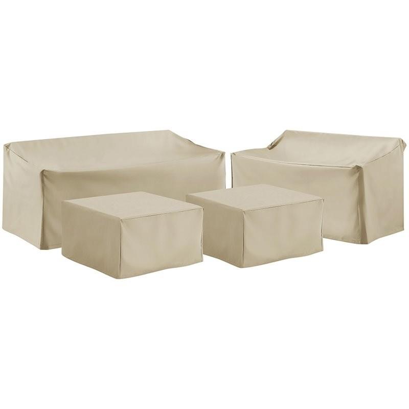 Crosley Furniture Crosely Outdoor Furniture Covers Tan Crosely Furniture - 4Pc Sectional Cover Set Gray/Tan - Loveseat, Sofa, & 2 Square Table/Ottoman - MO75012-XX