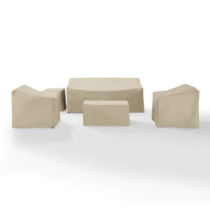 Crosley Furniture Crosely Outdoor Furniture Covers Tan Crosely Furniture - 4Pc Sectional Cover Set Gray/Tan - Loveseat, Sofa, Square Table/Ottoman,  & Arm Chair - MO75011-XX
