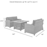 Crosley Furniture Fire Seating Sets Crosely Furniture - Bradenton 3Pc Outdoor Wicker Conversation Set W/Fire Table Include Color/Weathered Brown - Tucson Fire Table & 2 Loveseats - KO70164-XX