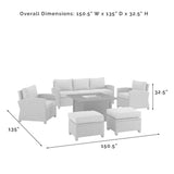Crosley Furniture Fire Seating Sets Crosely Furniture - Bradenton 6Pc Outdoor Wicker Sofa Set W/Fire Table Include Color - Dante Fire Table, Sofa, 2 Armchairs & 2 Ottomans - KO70183GY-XX