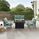 Crosley Furniture Fire Seating Sets Crosely Furniture - Kaplan 4Pc Outdoor Metal Conversation Set W/Fire Table Include Color/Oil Rubbed Bronze - Loveseat, Dante Fire Table, & 2 Arm Chairs - KO60037BZ-XX