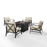 Crosley Furniture Fire Seating Sets Oatmeal Crosely Furniture - Kaplan 5Pc Outdoor Metal Conversation Set W/Fire Table Include Color/Oil Rubbed Bronze - Dante Fire Table & 4 Arm Chairs - KO60035BZ-XX