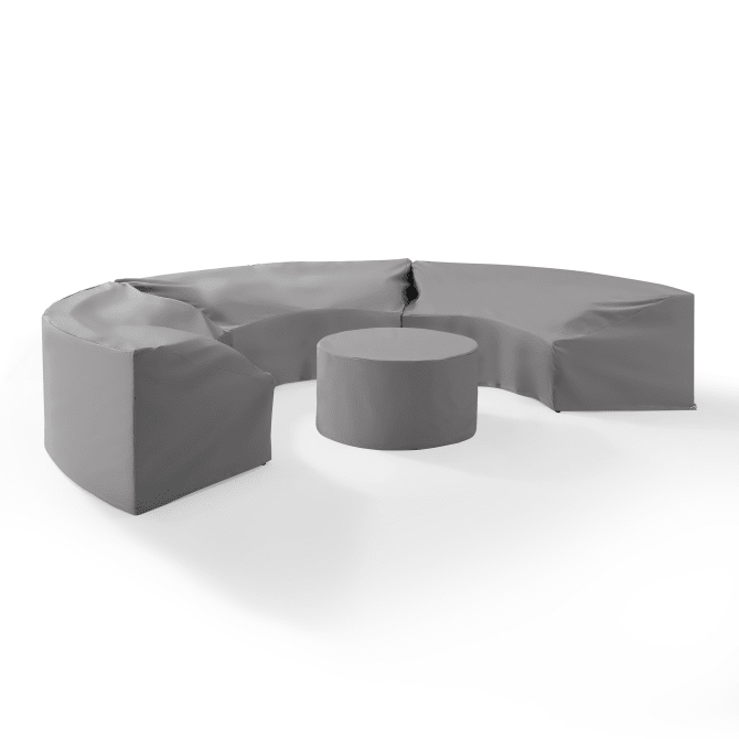 Crosley Furniture Outdoor Accessories Crosely Furniture - Catalina 4Pc Furniture Cover Set Gray/Tan - 3 Round Sectional Sofas & Coffee Table - MO75016-XX