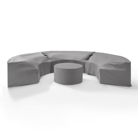 Crosley Furniture Outdoor Accessories Gray Crosely Furniture - Catalina 4Pc Furniture Cover Set Gray/Tan - 3 Round Sectional Sofas & Coffee Table - MO75016-XX