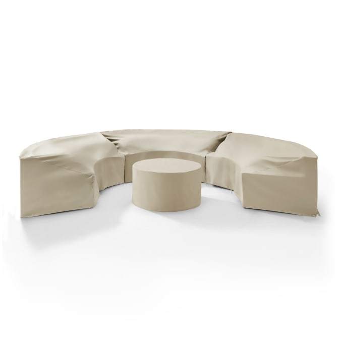 Crosley Furniture Outdoor Accessories Tan Crosely Furniture - Catalina 4Pc Furniture Cover Set Gray/Tan - 3 Round Sectional Sofas & Coffee Table - MO75016-XX