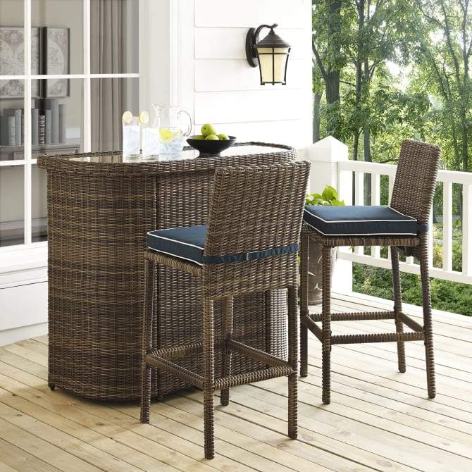 Crosley Furniture Patio Bar Crosely Furniture - Bradenton 3Pc Outdoor Wicker Bar Set Include Color/Weathered Brown - Bar & 2 Stools - KO70045WB-XX