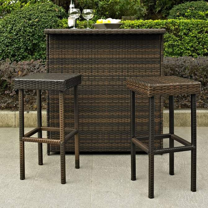 Crosley Furniture Patio Bar Crosely Furniture - Palm Harbor 2Pc Outdoor Wicker Bar Height Bar Stool Set Brown/Weathered Gray - 2 Stools - CO7108-XX