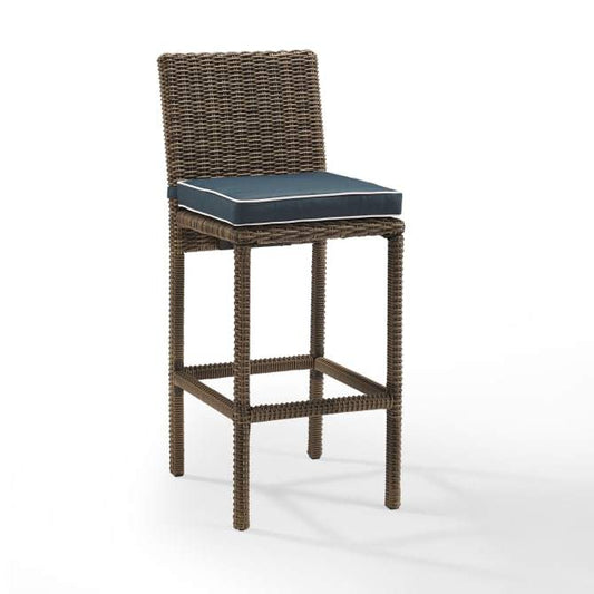 Crosley Furniture Patio Bar Navy Crosely Furniture - Bradenton 2Pc Outdoor Wicker Bar Height Bar Stool Set Include Color/Weathered Brown - 2 Stools - CO7134WB-XX