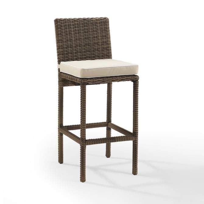 Crosley Furniture Patio Bar Sand Crosely Furniture - Bradenton 2Pc Outdoor Wicker Bar Height Bar Stool Set Include Color/Weathered Brown - 2 Stools - CO7134WB-XX
