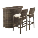 Crosley Furniture Patio Bar Sand Crosely Furniture - Bradenton 3Pc Outdoor Wicker Bar Set Include Color/Weathered Brown - Bar & 2 Stools - KO70045WB-XX