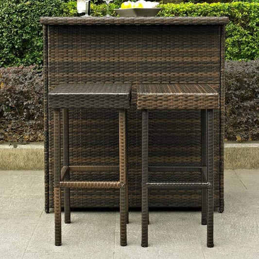 Crosley Furniture Patio Bar Weathered Gray Crosely Furniture - Palm Harbor 2Pc Outdoor Wicker Bar Height Bar Stool Set Brown/Weathered Gray - 2 Stools - CO7108-XX