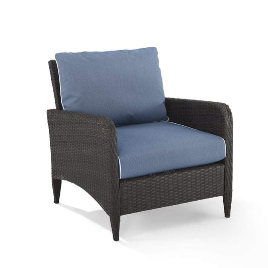 Crosley Furniture Patio Chairs And Chair Sets Blue Crosely Furniture - Kiawah Outdoor Wicker Armchair Include Color/Brown - KO70066BR-BL - Blue